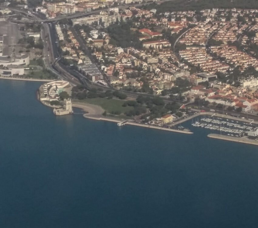 Returning, flying over Lisbon